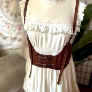 Cottagecore Chocolate Brown Faux Leather Harness Belt.